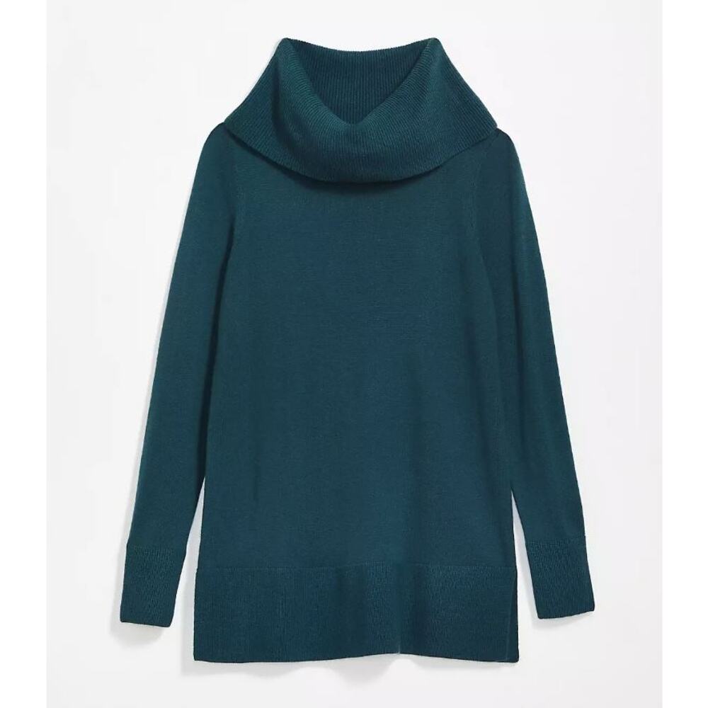 AdyP Women's Long Sleeve Cowl Neck Pullover Sweater in Dark Teal Medium MSRP $58